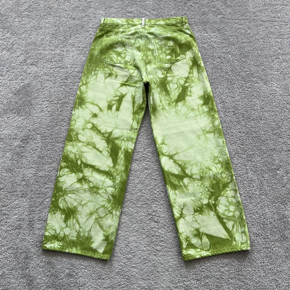 Wandler Magnolia Wide Leg Jeans Womens 31 Green High Rise Made Italy Tie Dye - Picture 2 of 16